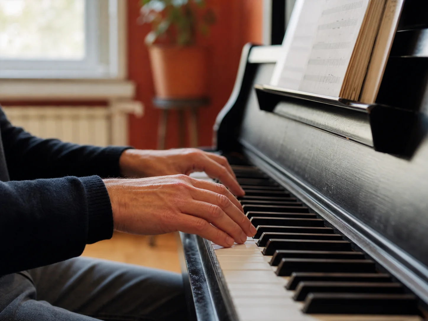 Hände beim Spielen eines Klaviers